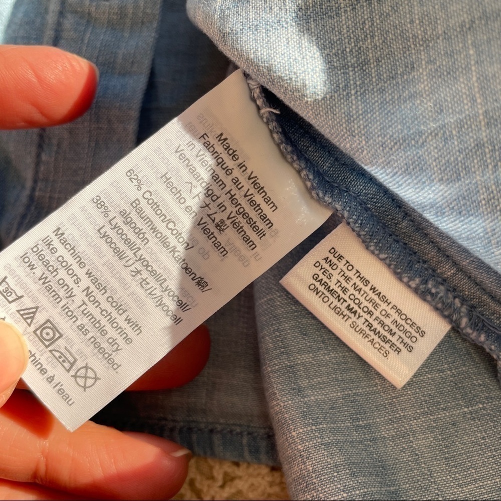 Madewell Blue Short Sleeve Tie Bottom Boxy Button Down Shirt - Picture 8 of 14